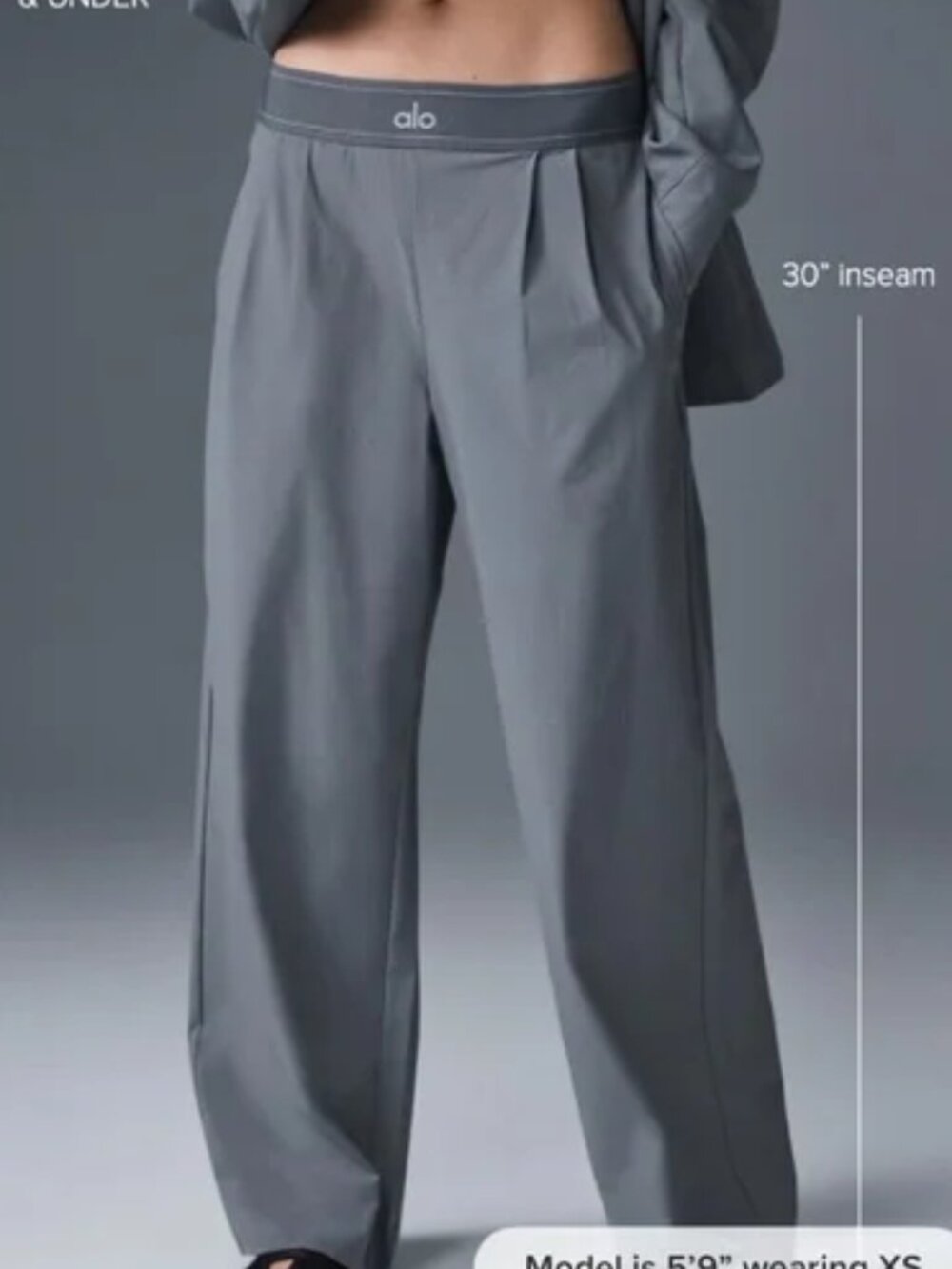 ALO Yoga Suit Up Trouser🌆Steel Grey Elevated Athleisure Wide-Leg Pants Regular
